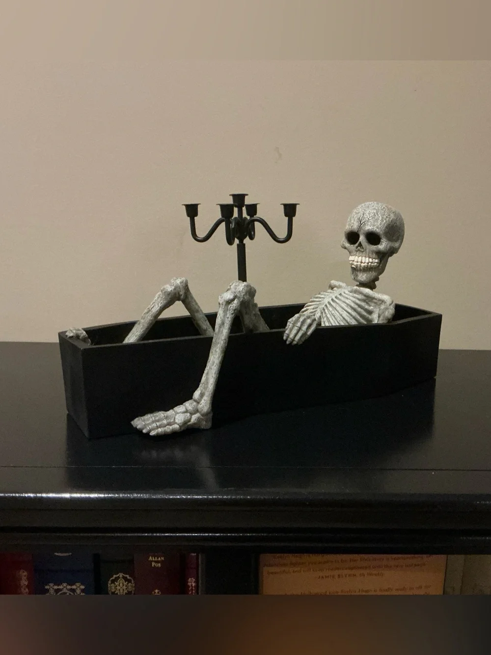 AMAZING Skeleton in Coffin Halloween Decor